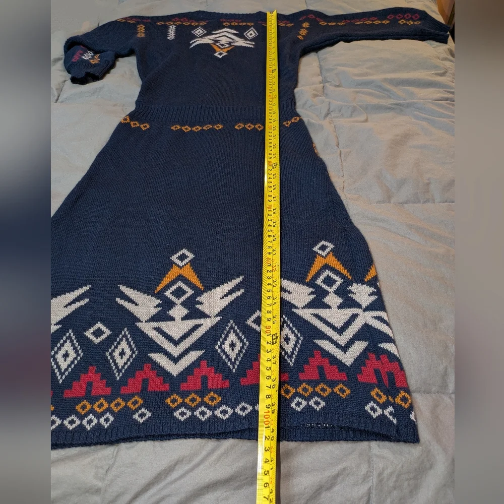 Free People Sweater Dress Made in Italy Geometric V-Neck Aztec Native American - Picture 12 of 12